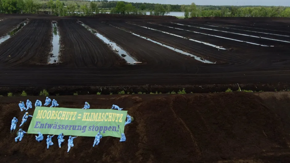 Protestaktion des MoorBündnis im Göldenitzer Moor bei Rostock